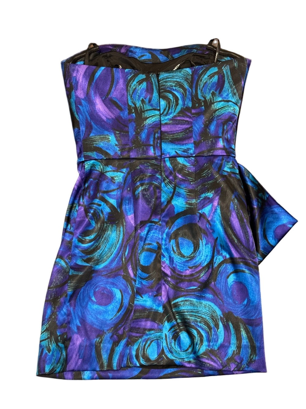 Maggy London Strapless Cocktail Dress in Blue and Purple Swirl Size 2 - Picture 3 of 3